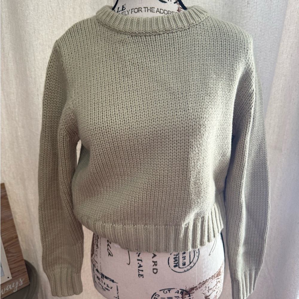 Zara Sage Green Crew Neck Sweater